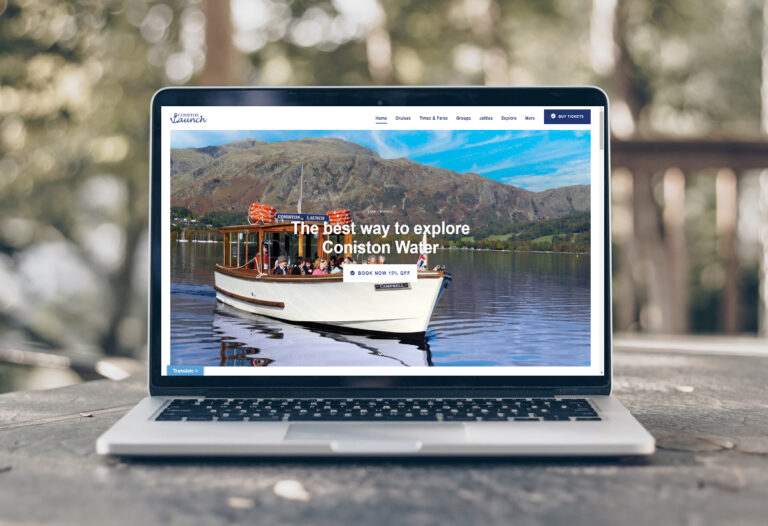 Coniston Launch Home Page on Monitor