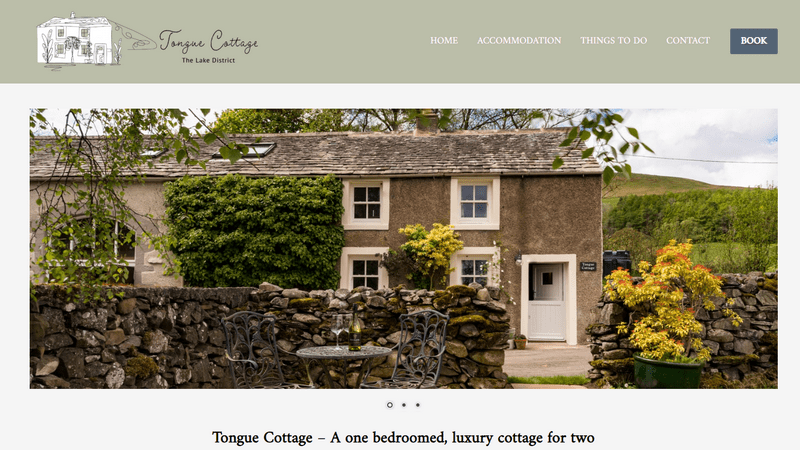 website design for Tongue Cottage a holiday cottage in the Lake District, Cumbria