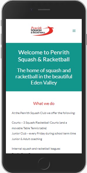 Penrith Squash Club Home Page on iPhone
