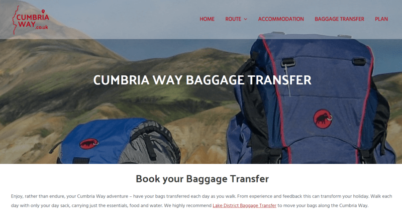 Cumbria Way Baggage Transfer page