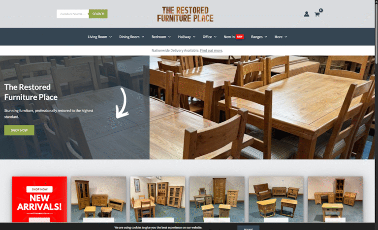 The Restored Furniture Place Website Home Page